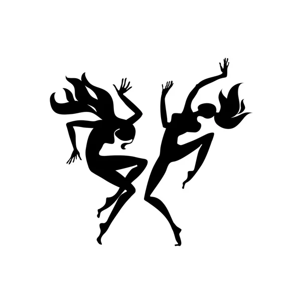 Fille dansant silhouette. illustration vectorielle — Image vectorielle