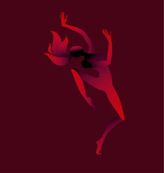 Tančící dívka silueta. vektorové ilustrace — Stockový vektor