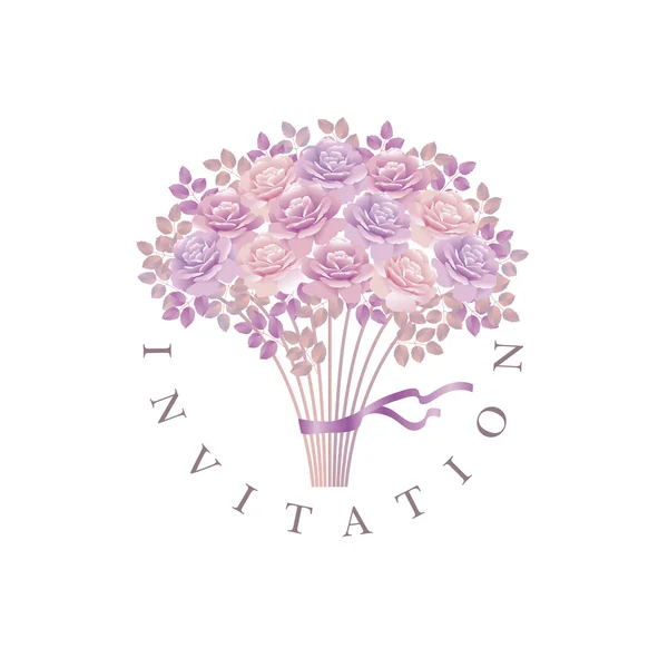 Decorative rose bouquet template. vector illustration — Stock Vector