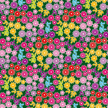 derin yeşil arka plan çayır çiçek seamless modeli. Il vektör