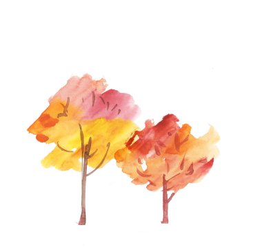 boyalı arka ağaç sembolü. suluboya el çizilen illüstrasyon