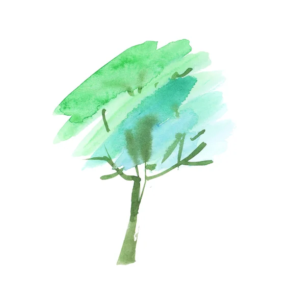 Painted abstract tree symbol. watercolor hand drawn illustration — Stock Photo, Image