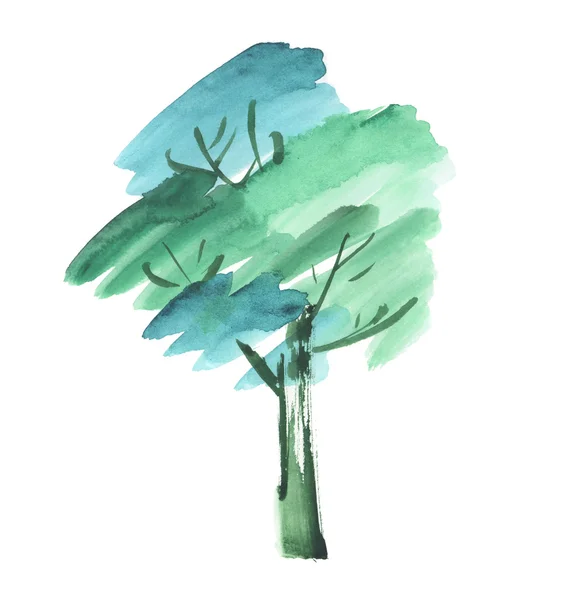 Arbre abstrait peint symbole. aquarelle illustration dessinée à la main — Photo