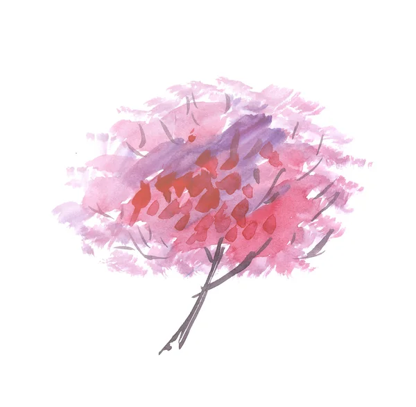 그린 추상 나무 상징. 수채화 손으로 그려진된 그림 — 스톡 사진