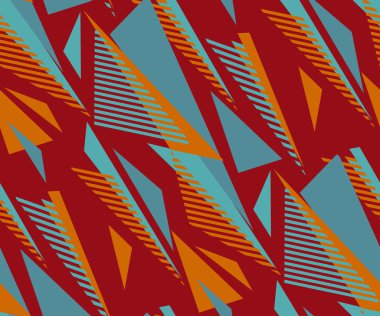 koyu kırmızı arka plan üçgen parlak renk sorunsuz kumaş örneği