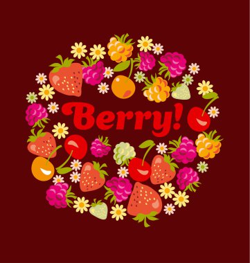 Kırmızı çeşitli dut ayarlayın. vektör çizim. 