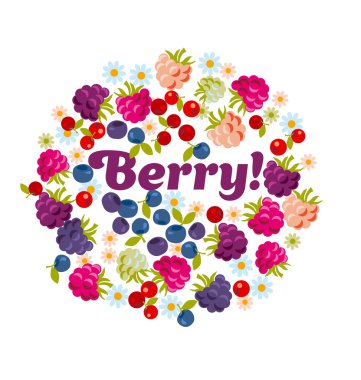 çeşitli orman berry küme. vektör çizim. 