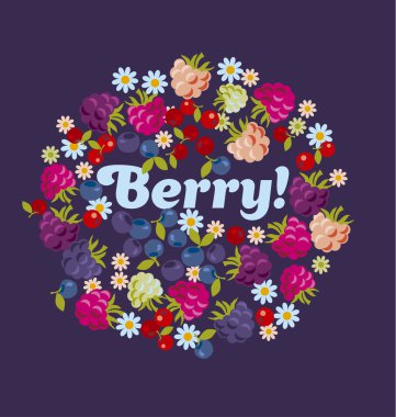 çeşitli orman berry küme. vektör çizim. 