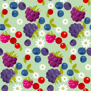 çeşitli mor ve mavi orman berry seamless modeli. Ben vektör