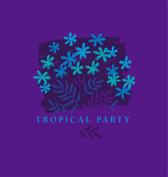 Tropical sketch night floral. vector illustration — Stock Vector