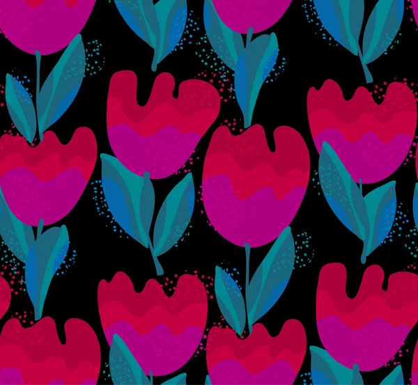 Enkel snygg tulip flower seamless, mönster. Vector illustrati — Stock vektor