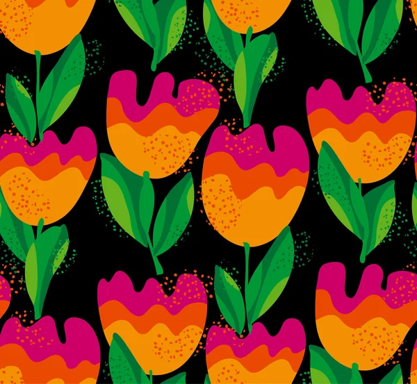 Простой стильный цветок тюльпана бесшовный, узор. векторные иллюстрации — стоковый вектор