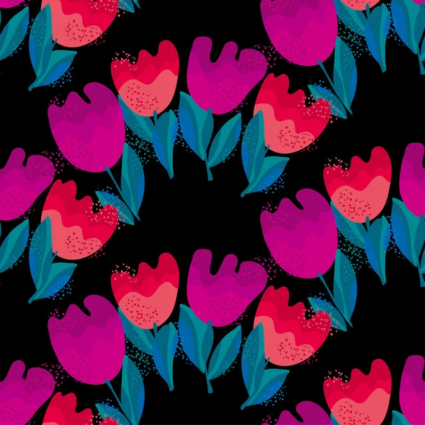 Simple stylish tulip flower seamless, pattern. vector illustrati — Stock Vector