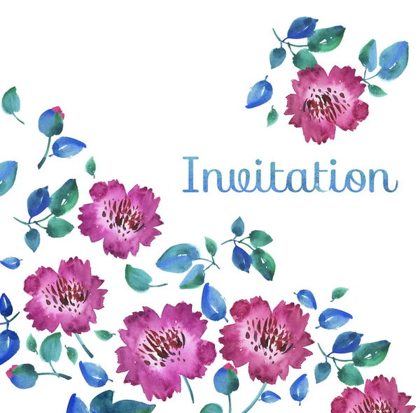 Rosa leuchtende abstrakte Blüten. handgezeichnete Illustration. Aquarell — Stockfoto