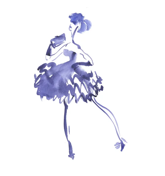 Nacht Party Kleid Illustration. Modeskizze einer eleganten Frau. — Stockfoto