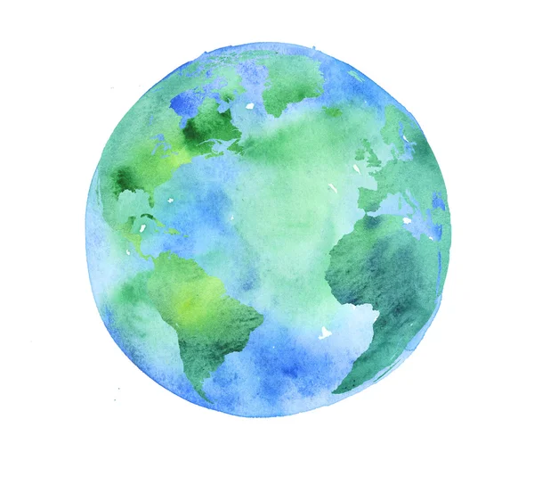 Globo terrestre pintado à mão. obras de arte aquarela — Fotografia de Stock