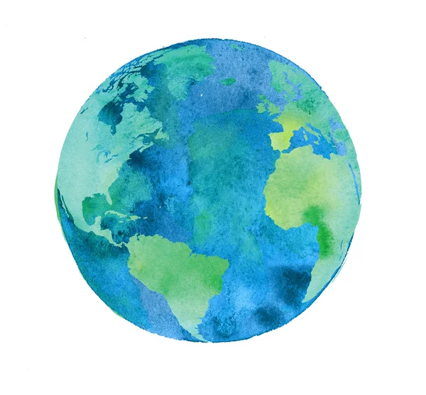 Globo terrestre pintado à mão. obras de arte aquarela — Fotografia de Stock