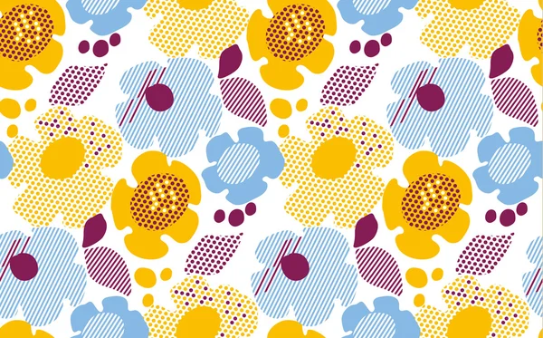 Tierna geometría estilo floral patrón sin costura sobre fondo blanco. ilustración vectorial — Vector de stock
