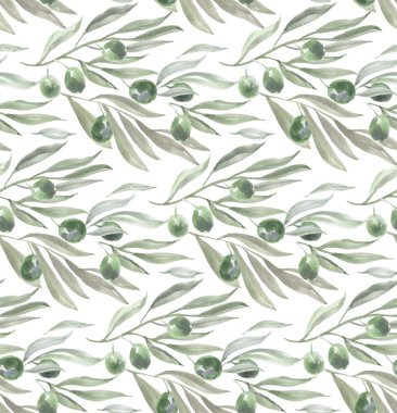 zeytin dalı ile suluboya resim Dikişsiz desen bırakır