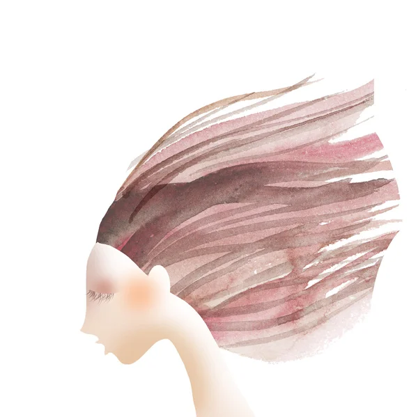 Concetto di colorazione dei capelli illustrazione astratta. acquerello opere d'arte — Foto Stock