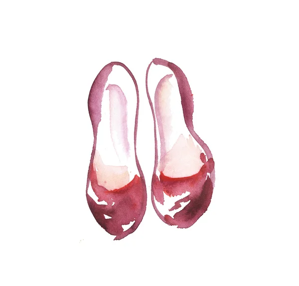 Hand getrokken eenvoudig schoenen illustratie. Aquarel illustratie — Stockfoto