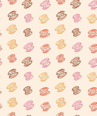 pembe ve çikolata renkli macaron seamless modeli üzerinde bej craf