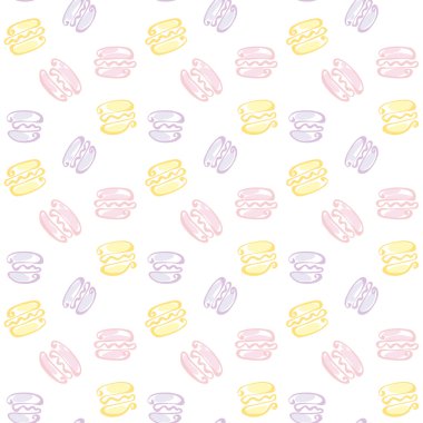 Beyaz arka plan üzerinde soluk renk acıbadem kurabiyesi pasta seamless modeli. v