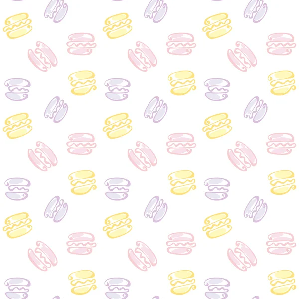 Pastel de macarrones de color pálido patrón sin costuras sobre fondo blanco. v) — Vector de stock