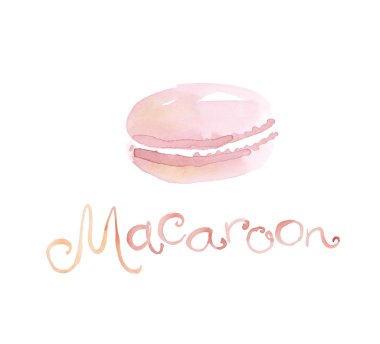 soluk renkli macaron tatlı kek. sulu boya resim. el dra