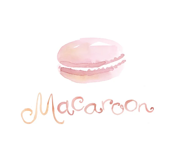 Blasse Farbe Macaron süßen Kuchen. Aquarell-Illustration. Hand aufs Herz — Stockfoto