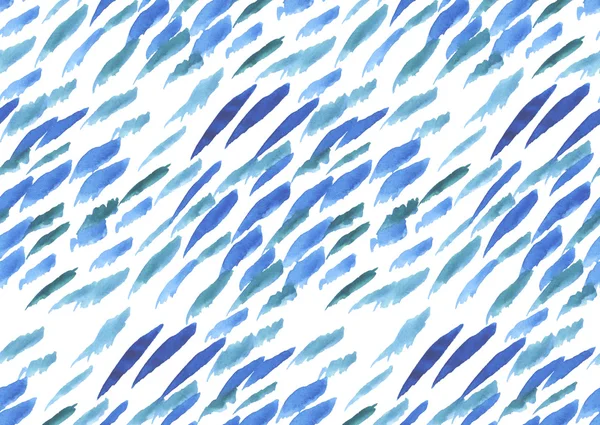 Blå på vit penseldrag akvarell seamless mönster — Stockfoto