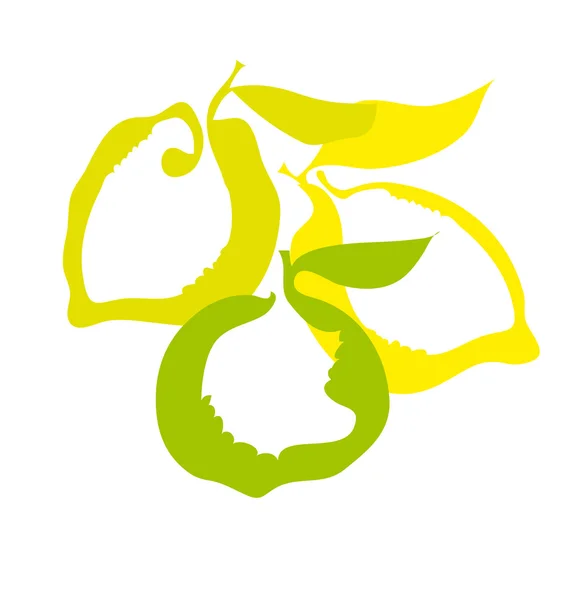 Limon ve limon meyve basit dekoratif simgesi. vektör çizim — Stok Vektör