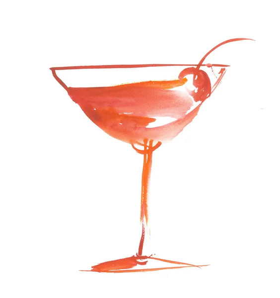 Cocktail tropical d'été. aquarelle isolée peinture sur blanc — Photo