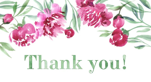 Elegante Vorlage für Karte mit handgezeichnetem Blumenbild. rosa Peo — Stockfoto