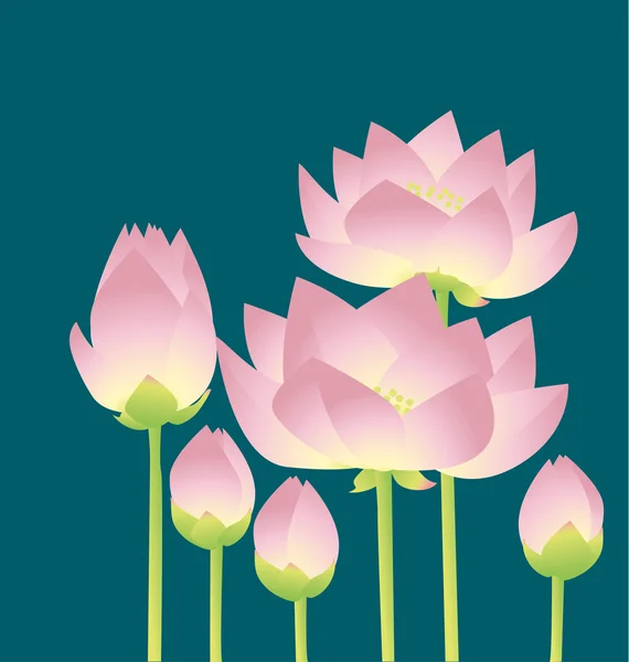 Lírios de lótus róseo pálido elemento floral decorativo. vetor illustr — Vetor de Stock