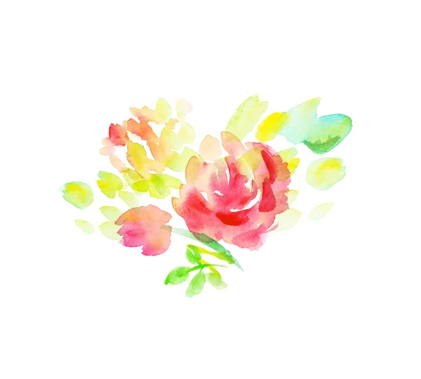 苍白的颜色抽象玫瑰花朵元素。手画的水彩我 — 图库照片