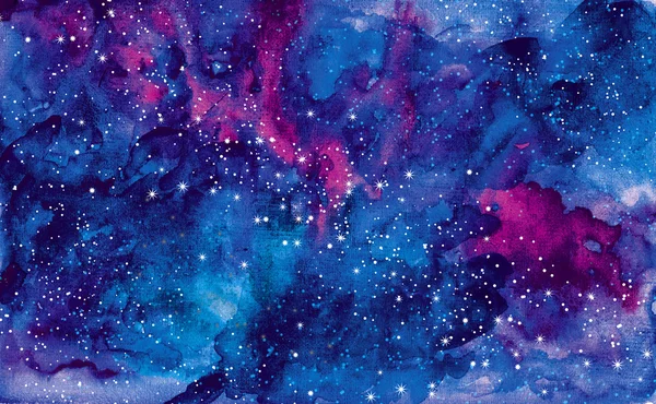 Blue universe space abstract background. watercolor illustration — Stock Photo, Image