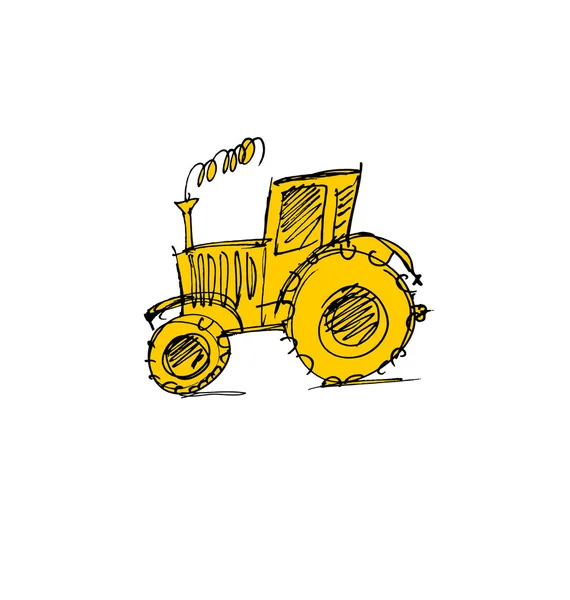 Tracteur dessiné à la main icône. illustration vectorielle simple . — Image vectorielle