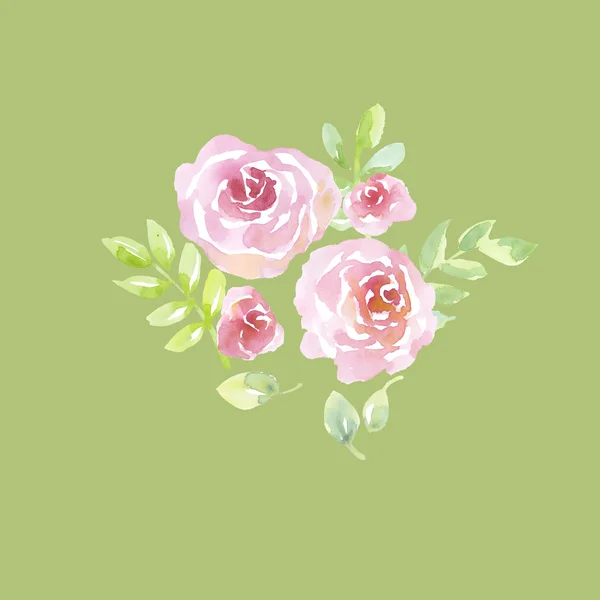 Akvarell rosa blommor illustration. handritade konstverk blek ro — Stockfoto