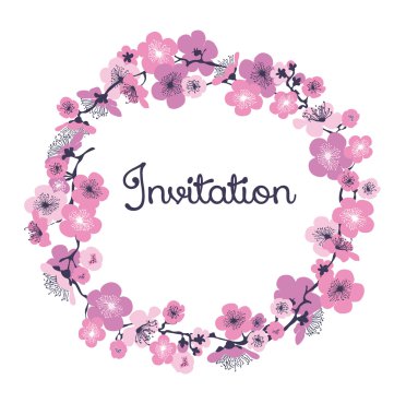 Beyaz arka plan üzerinde soluk renkli kiraz çiçeği. vektör illustrati