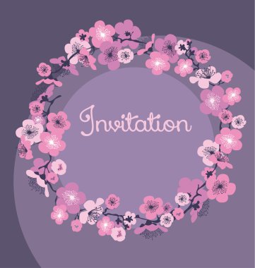 gece soluk renkli kiraz çiçeği. vektör çizim