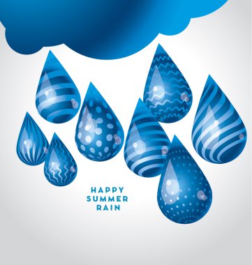 huge funny water rain drop with cloud. vector illustration clipart