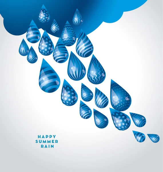 Enorme gota de chuva de água engraçada com nuvem. ilustração vetorial — Vetor de Stock