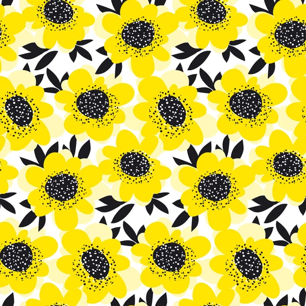 Жовтого кольору абстрактні квіти камелії безшовний візерунок. векторний — стоковий вектор