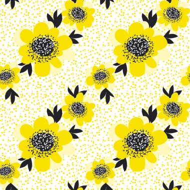 sarı renk soyut kamelya çiçek seamless modeli. vektör 