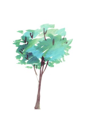 izole soyut ağaç sembolü. suluboya el çizilmiş illustratio