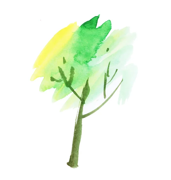 Símbolo abstracto pintado del árbol. acuarela ilustración dibujada a mano —  Fotos de Stock