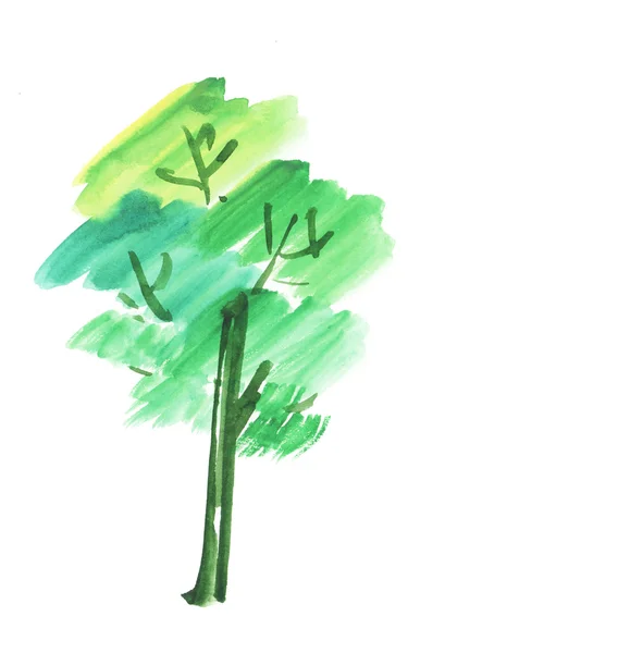 Boyalı arka ağaç sembolü. suluboya el çizilen illüstrasyon — Stok fotoğraf