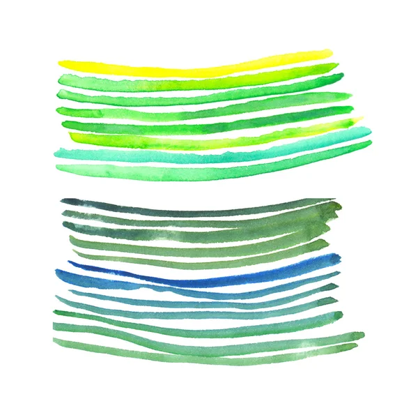 Green watercolor stripes handmade illustration. design element. — Stock Photo, Image