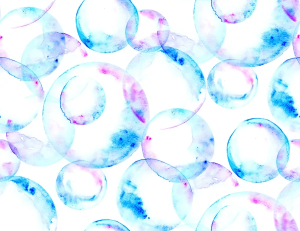 Blå akvarell bubblor handritad bakgrund. Rosy och blå Col — Stockfoto